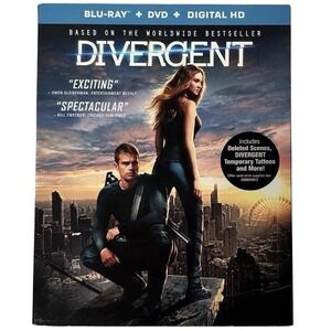 Divergent‎ Blu-ray DVD Combo Pack with Slipcover and Tattoos Sci-Fi Action Movie